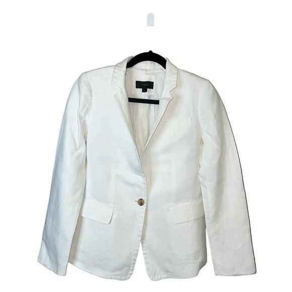 J.Crew White 100% Linen Blazer Jacket – Size 6 – Resort Chic Coastal Classic - Picture 4 of 17